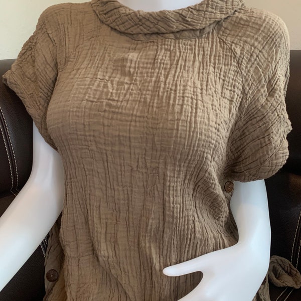 CG0119 Blouse Solf, blouse, tie dye light solf,Sleepshirt in the same cotton gauze fabric