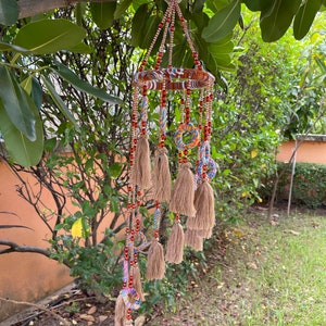 MB0252 Handmade Mobile Hanging for Home Decor, Mobiles,Baby mobile,Hanging colorful beads, boho mobile , Design cute Pom Pom decorate