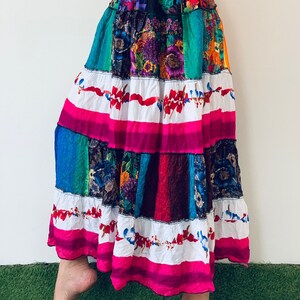 SK0838 Patchwork Bohemian Skirt. Long skirt, boho style, Beach Skirt