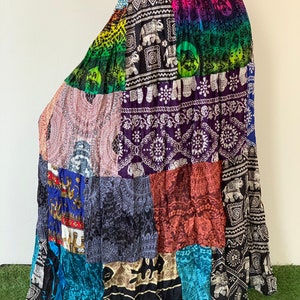 SK0828 Rayon Patchwork Bohemian Skirt. Long skirt, boho style, Beach Skirt
