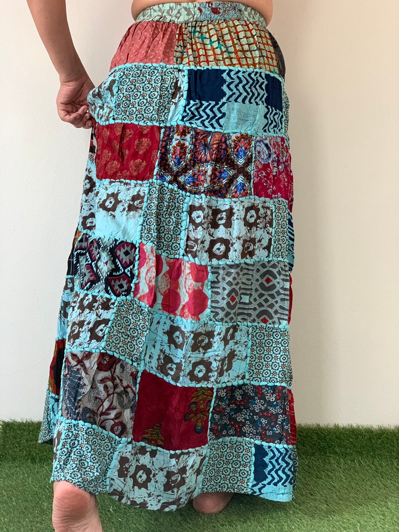 Vintage Sari Beaded Patchwork Bohemian Skirt 29