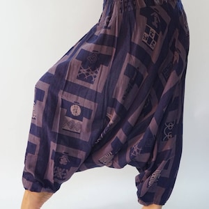 HR0107 Aladdin Pants, Harem Pants 100% Cotton Harem Pants Unisex Low Crotch Yoga Trousers