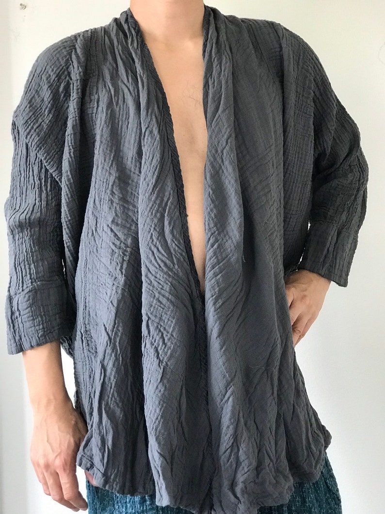 Unisex CG0989 Gray Cotton Gauze Handmade Ethically Comfortable to Wear
