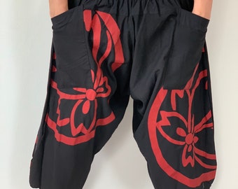 HC0607 Samurai Pants, elsstic waist Samurai Pants Unisex Elastic Waist , ninja pants, naka pants