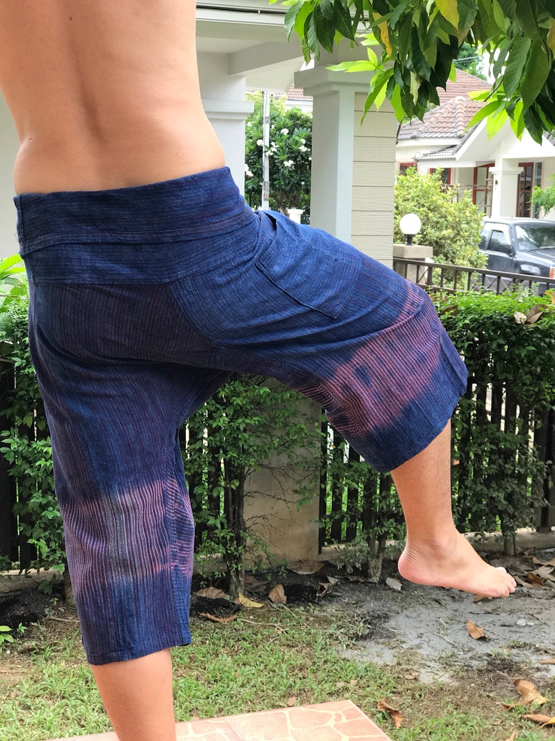 Thai Fisherman Pants Cotton Unisex pants HW0089 Handwoven Thai Fisherman Pants Wide Leg pants Wrap pants