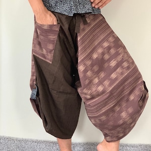 SR0015 Samurai pants with Unique Hilltribe fabric Wrap Around (M/L size)