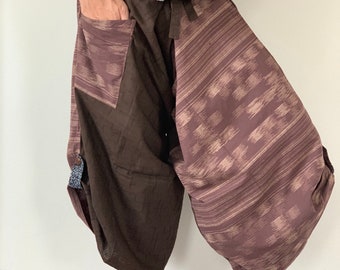 SR0015 Samurai pants with Unique Hilltribe fabric Wrap Around (M/L size)