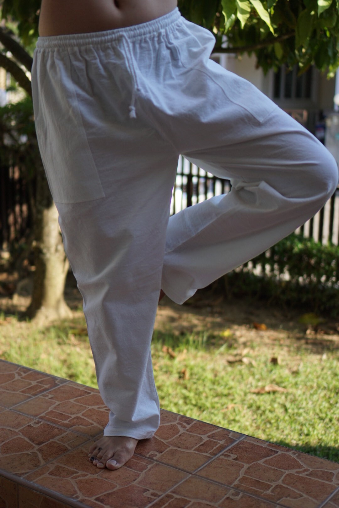 Tradithai men's yoga pants 100% woven cotton