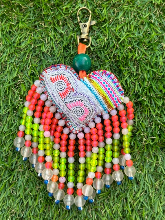 K29-K34 Handmade Heart Keychain, Hmong Keychain, Hmong Lanyard