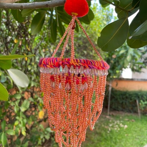 MB0185 Handmade Mobile Hanging for Home Decor, Mobiles,Baby mobile,Hanging colorful beads, boho mobile , Design cute Pom Pom decorate