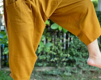 HC0999 Men's 100% COTTON PANTS, Samurai pants Handmade pants, Unisex, Comfortable to Wear & Stylish, Hakama cotton pants
