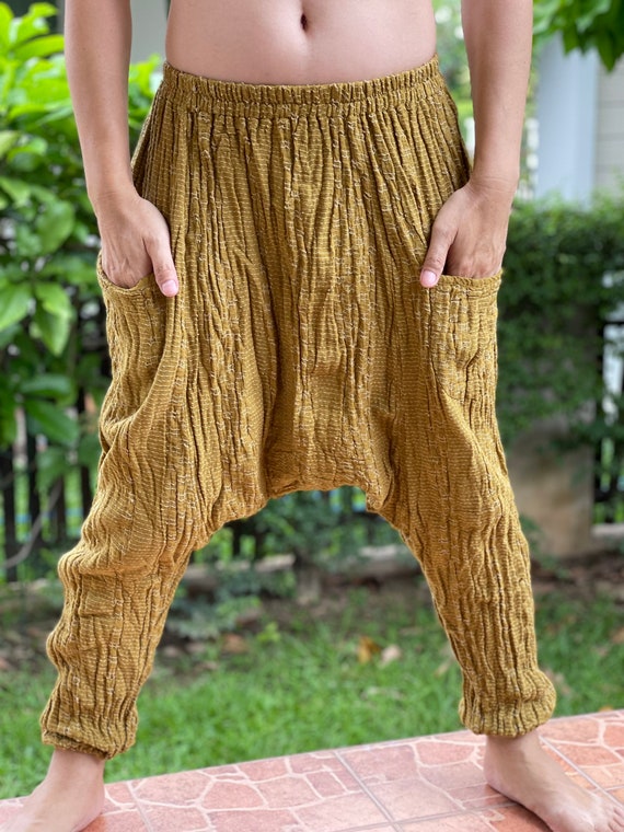 CG0466 Stitch Woven Cotton Gauze Harem Pants, Super Soft Baggy, Unisex Harem  Pants, Double Cotton Gauze Harem Pants, Dropped Crotch Trousers - Etsy  Canada
