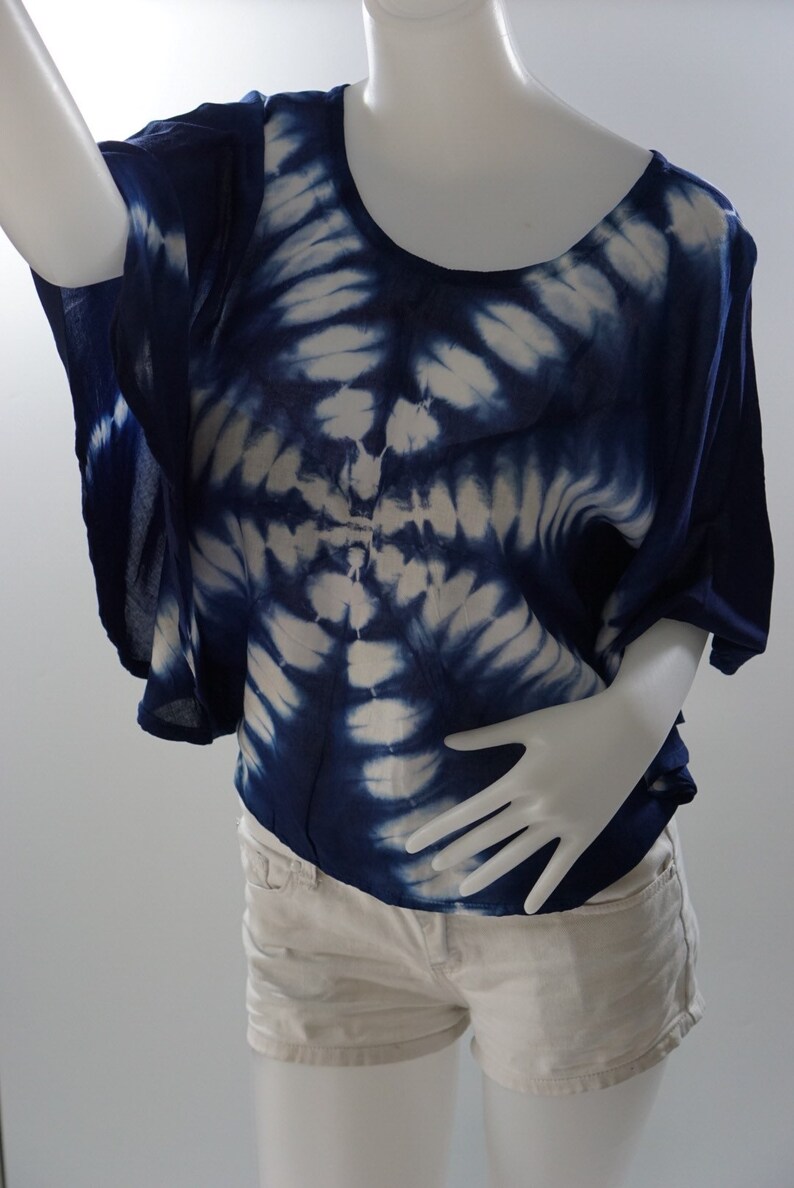 Red - Shibori Tie-Dye Cotton Blouse Piece