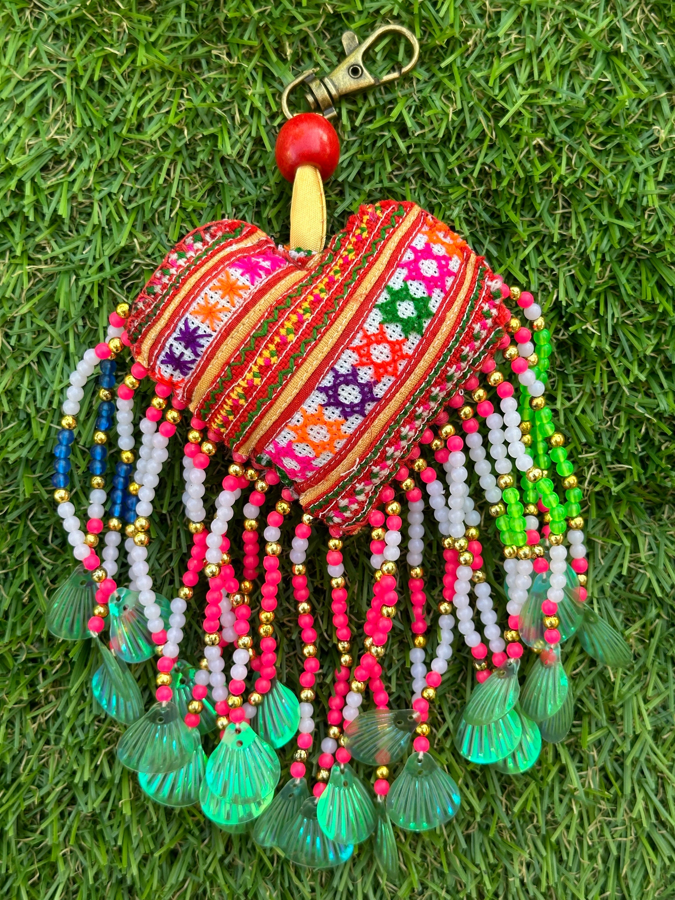 K29-K34 Handmade Heart Keychain, Hmong Keychain, Hmong Lanyard