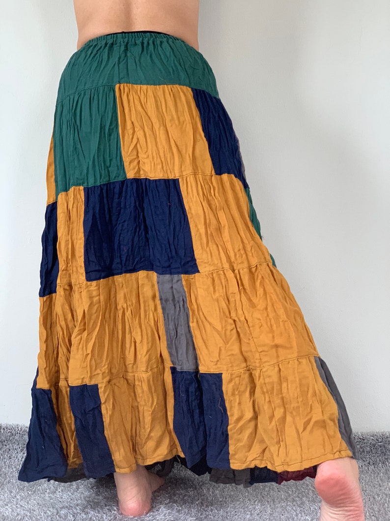 Long skirt SK0314 Cotton Soft Patchwork Bohemian Skirt boho style Beach Skirt