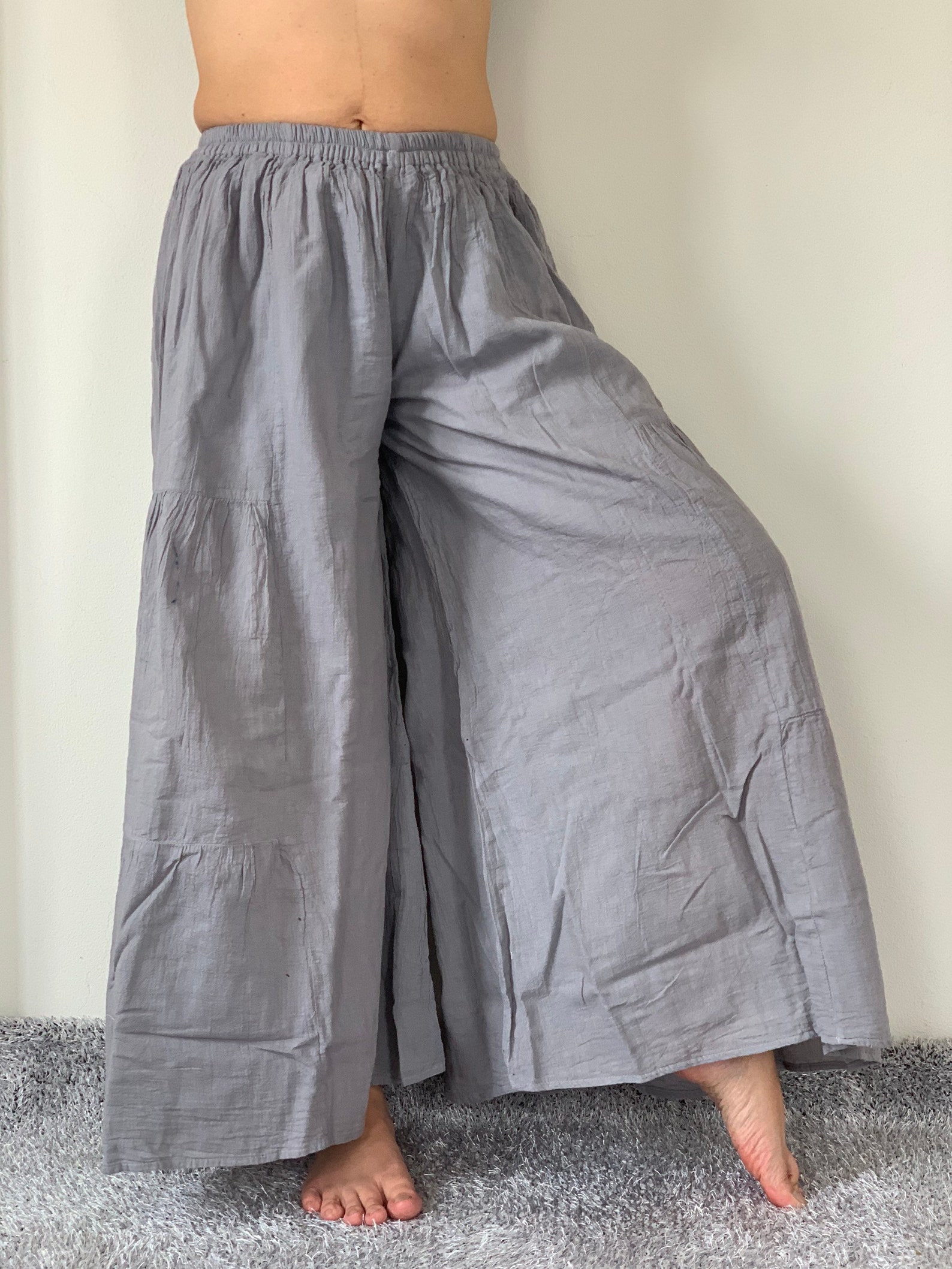 CG0017 Wide Leg Cotton Gauze Lady Pants Super Soft. Gaucho Etsy