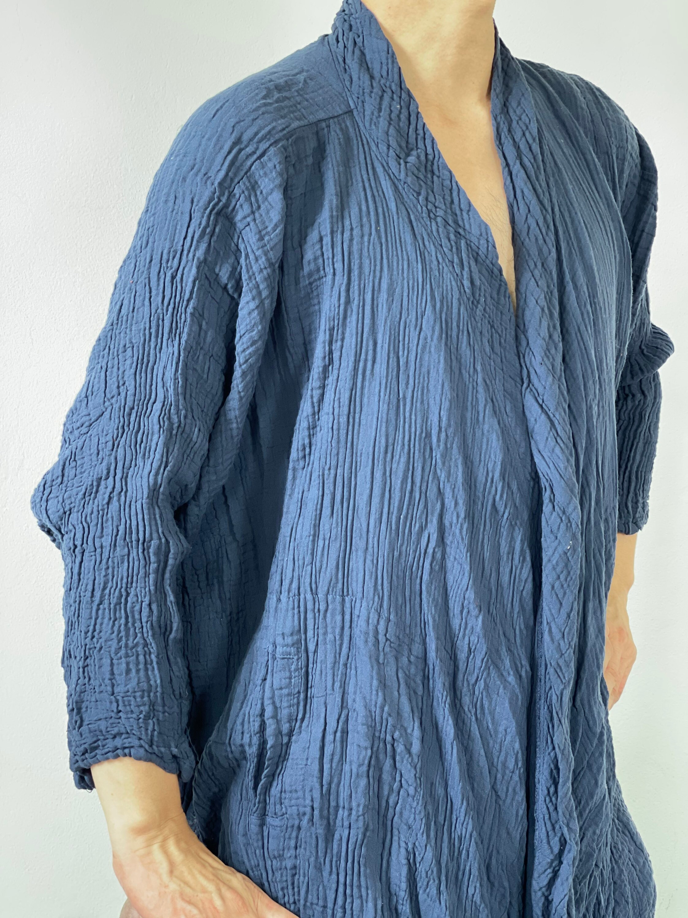 CG0430 Unisex Open Front Kimono Double Gauze Cotton Long Etsy