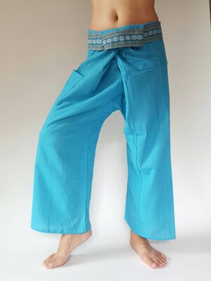 Pantalon Thaï Pêcheur – Tissu Léger Type Paréo – Couleur Rouge – Idéal Pour Le Yoga, La Plage, Le Déguisement