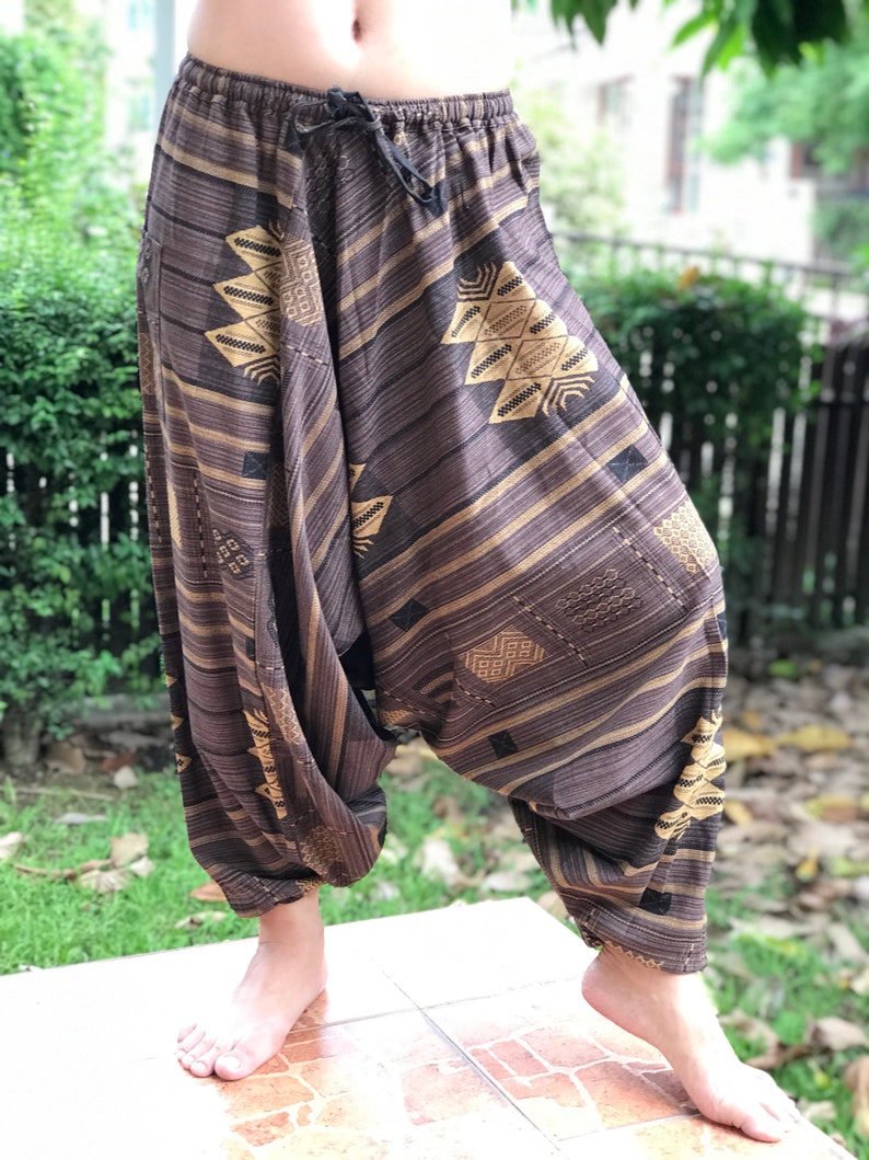 HR0700 Thai Cotton Harem Pants Unisex Low Crotch Yoga Trousers Etsy