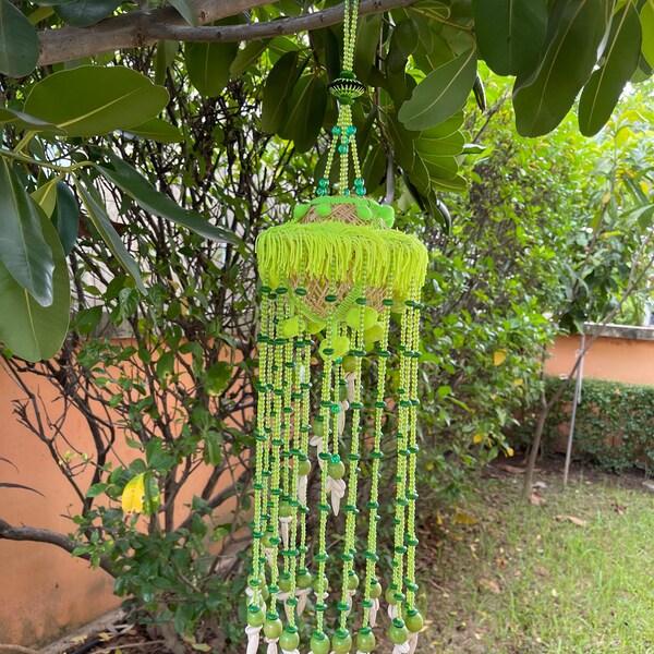 MB0253 Handmade Mobile Hanging for Home Decor, Mobiles,Baby mobile,Hanging colorful beads, boho mobile , Design cute Pom Pom decorate