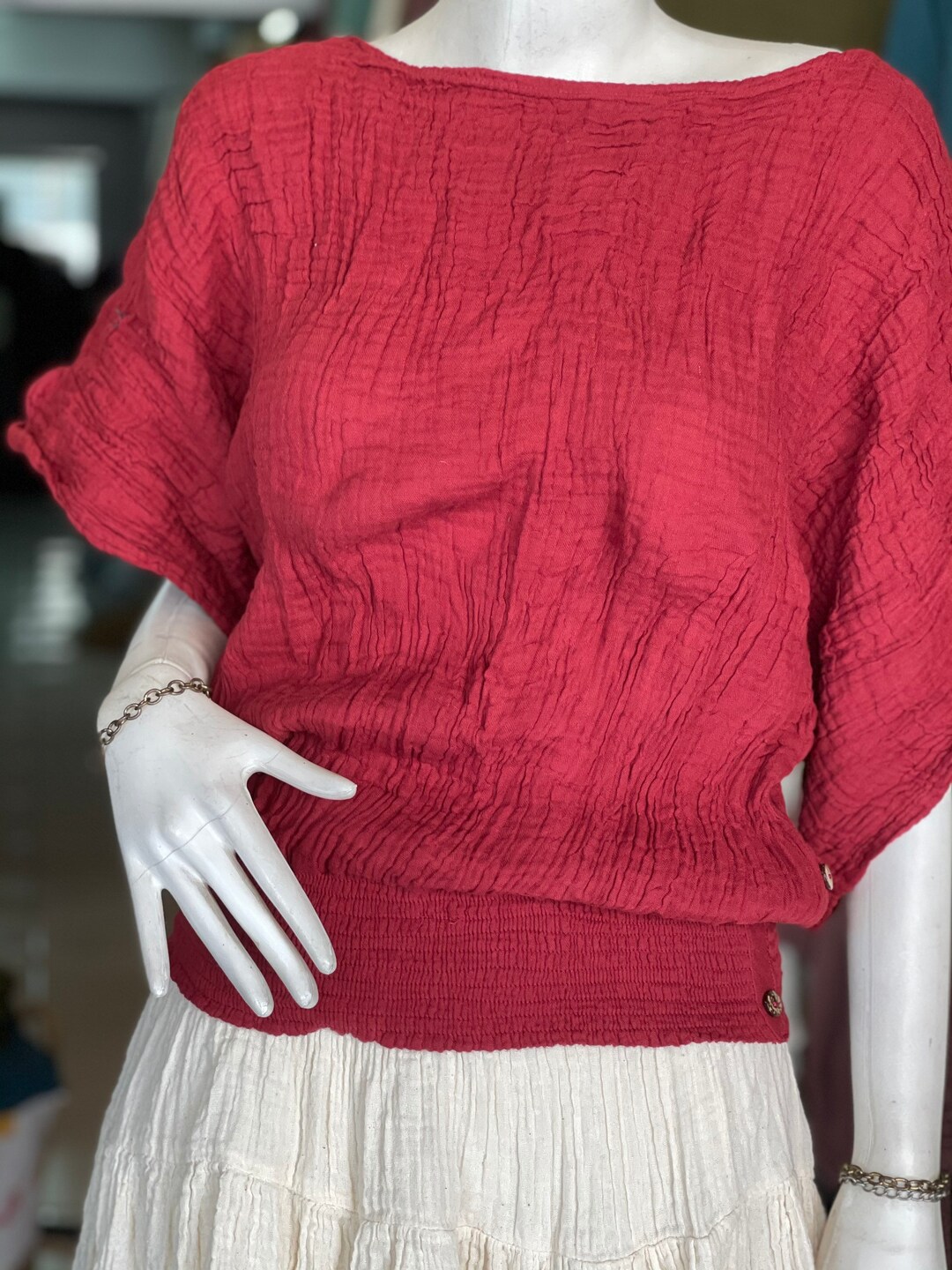 CG0410 Cotton Gauze Blouse,blouse Solf, Blouse, Tie Dye Light Solf