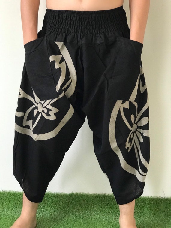 XL0014 New arrival Samurai pants elastic waistband Handmade pants unisex Yoga Harem Pants men/'s fashion