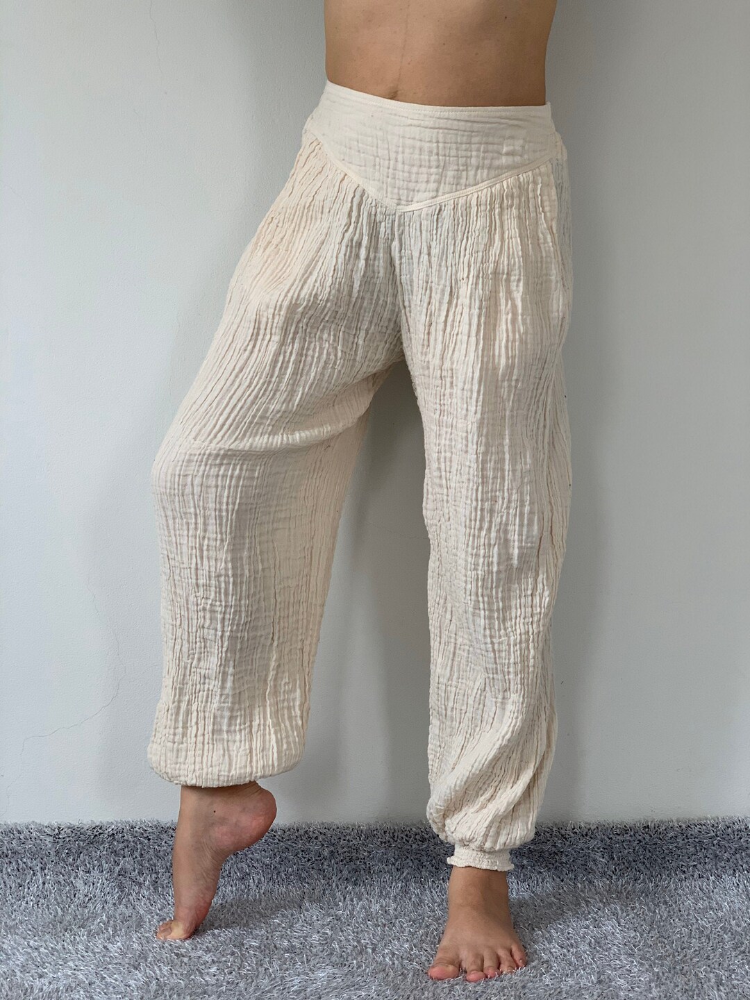 CG0054 Cotton Gauze Yoga Pants Super Soft. Elastic Waist Etsy