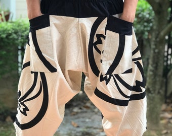 HC0141 New arrival Samurai pants,  Handmade pants, men&#39;s fashion, unisex Yoga Harem Pants  - elastic waistband