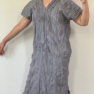 CG0419 Cotton Guaze Maxi Dress smock, Indigo dyed Thai cotton  / Cotton dress