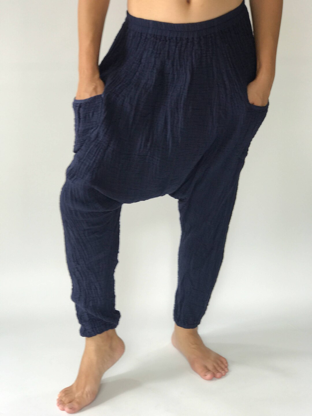 CG0076 Unisex Double Cotton Gauze Harem Pants, Cotton Gauze Harem Pants, Super Soft Baggy