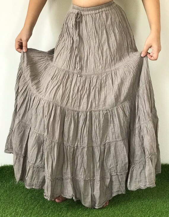 SK0718 Jupe Maxi coton Gris Clair pour Beach Summer jupes boho jupes gitanes longues Etsy France