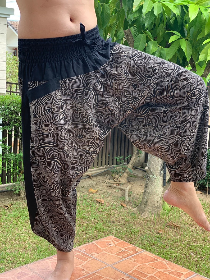 XL0014 New arrival Samurai pants elastic waistband Handmade pants unisex Yoga Harem Pants men/'s fashion