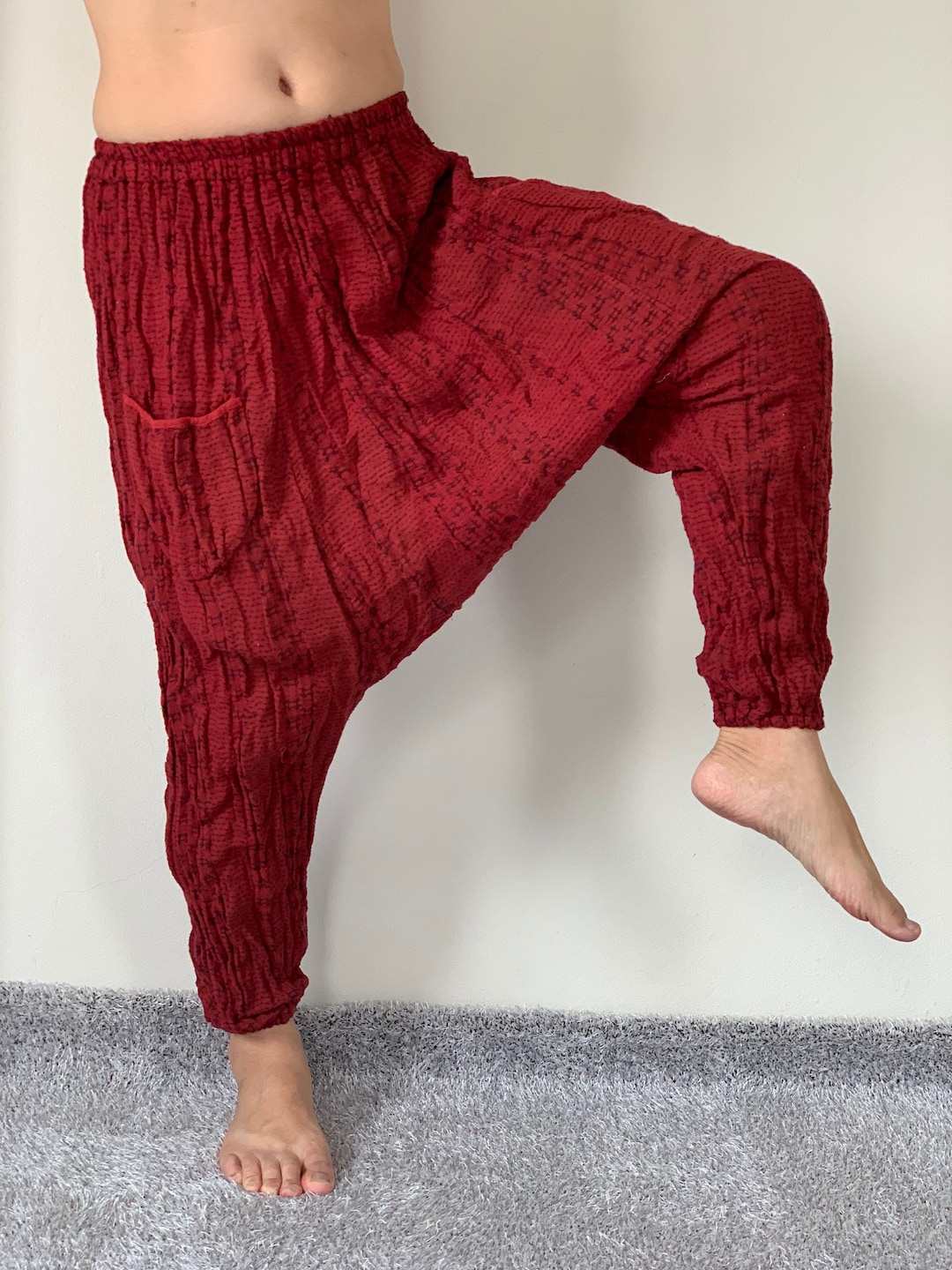 CG0052 Cotton Gauze Yoga Pants Super Soft. Elastic Waist in Olive Color