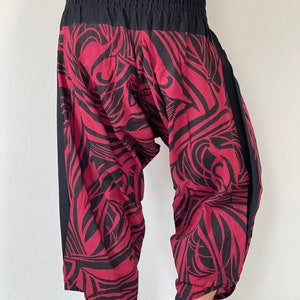 XL0036  Cotton 100%, XL Size Samurai pants Handmade pants,Smock Waist Low Crotch, unisex Yoga Harem Pants  - elastic waistband