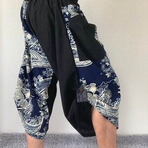 BT0235 Pantaloni da samurai unisex, pantaloni da samurai con elastico in vita, pantaloni da ninja