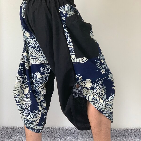 BT0235 Pantaloni da samurai unisex, pantaloni da samurai con elastico in vita, pantaloni da ninja