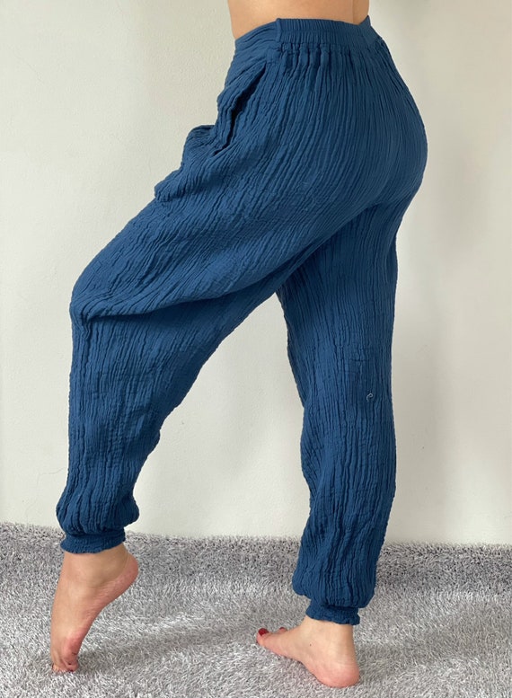 CG0362 Cotton Gauze Yoga Pants Super Soft. Elastic Waist Etsy