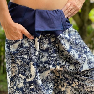 MH3026 Lovely 3/4 Fisherman Pants with Hemp Fabric Wide Leg pants, Wrap pants, Unisex pants