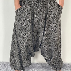 HB0018 Olive Harem Pants Unisex Low Crotch Yoga Trousers, Low crotch yoga pants