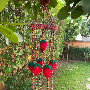MB0175 Handmade Mobile Hanging for Home Decor, Mobiles,Baby mobile,Hanging colorful beads, boho mobile , Design cute Pom Pom decorate