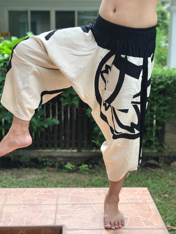 XL0014 New arrival Samurai pants elastic waistband Handmade pants unisex Yoga Harem Pants men/'s fashion