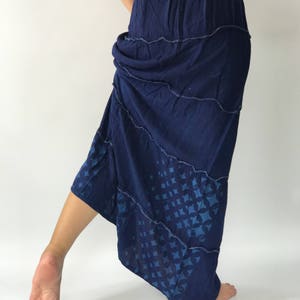 SK0525 Blauwe Tiedye Boho Rok. Lange rok, boho stijl