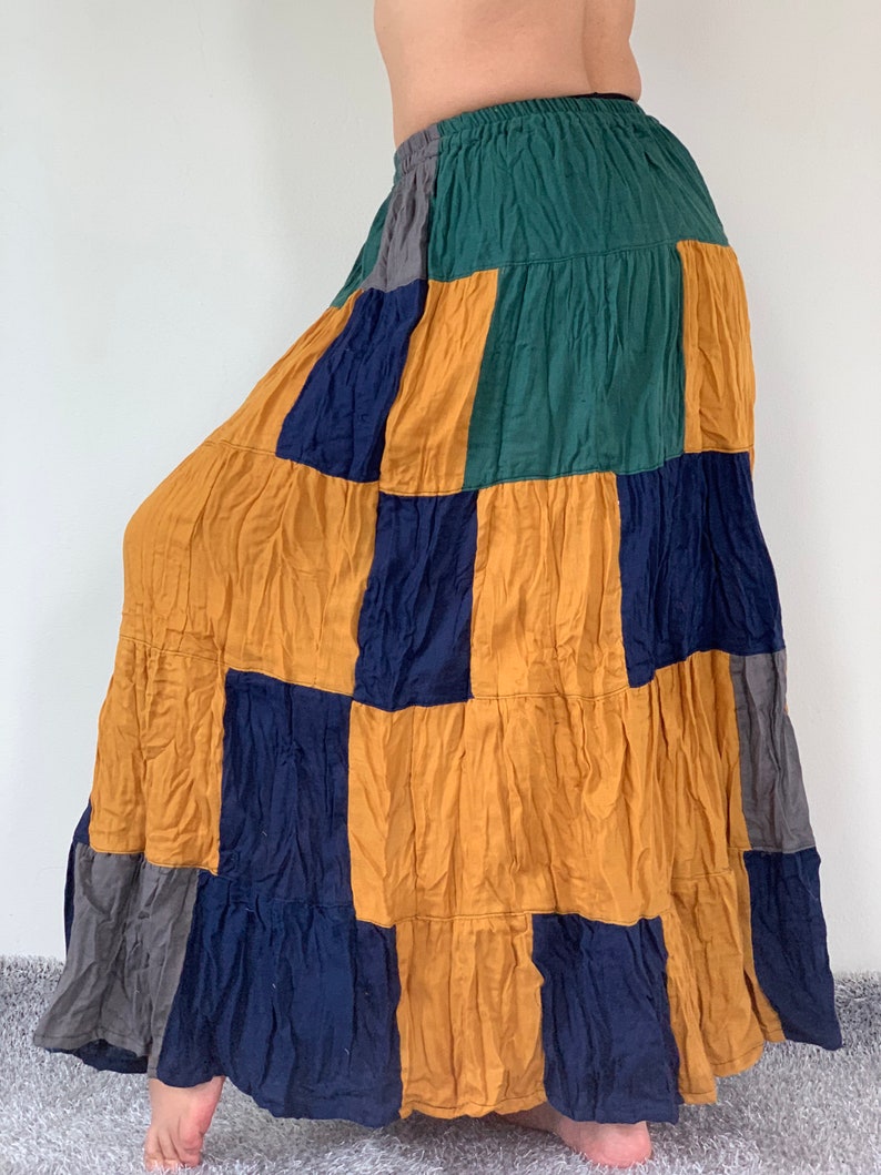 Long skirt SK0314 Cotton Soft Patchwork Bohemian Skirt boho style Beach Skirt