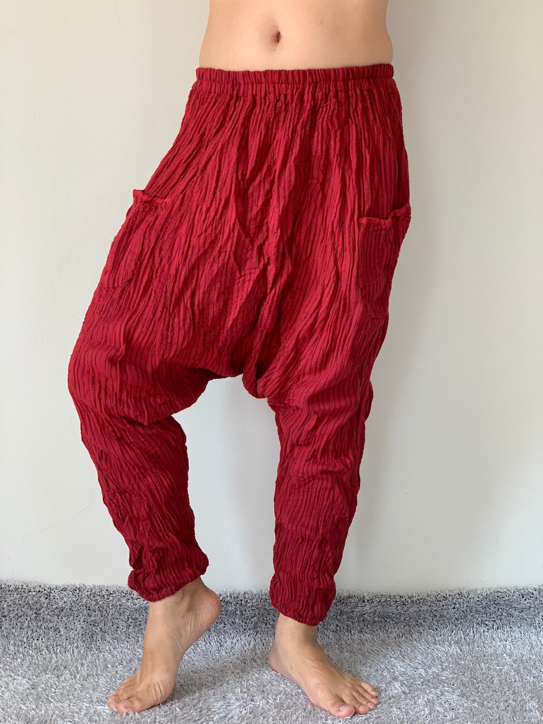 CG0192 Cotton Gauze Pants,double Cotton Gauze Harem Pants for Unisex