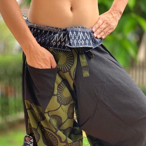SR0805 Samurai Pants Harem pants have fisherman pants style wrap around waist