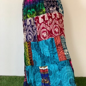 SK0834 Rayon Patchwork Bohemian Skirt. Long skirt, boho style, Beach Skirt