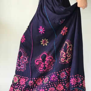 ID0209 Handstitch Indian Long Skirts for Women, Boho Indian Tie Dye Elastic Waist