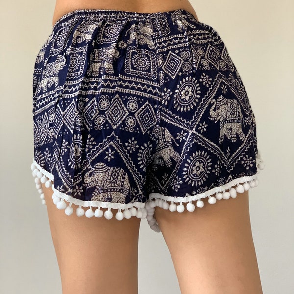 PP0317 pom pom Shorts Beach Summer pants Freshy pants Fashion short Chic Clothing Aztec Ethnic Bohemian Ikat Boxers Short Pants Unique