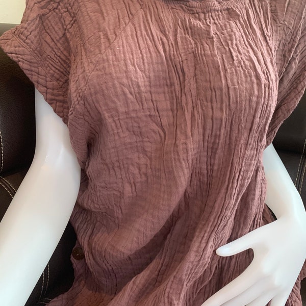 CG0101 Lavender Blouse Solf, blouse, tie dye light solf, Sleepshirt in the same cotton gauze fabric
