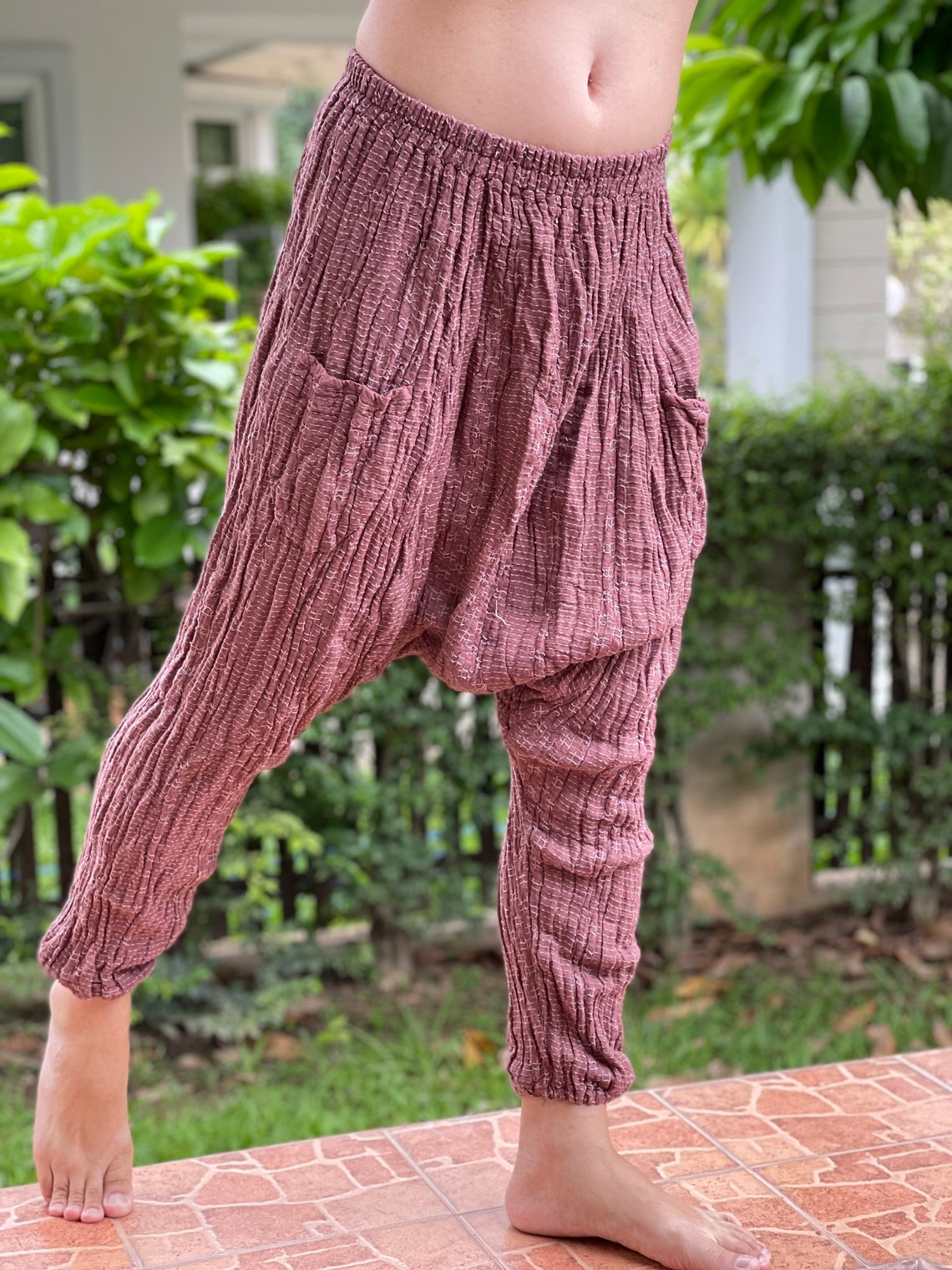 CG0468 Stitch Woven Cotton Gauze Harem Pants Super Soft Etsy UK